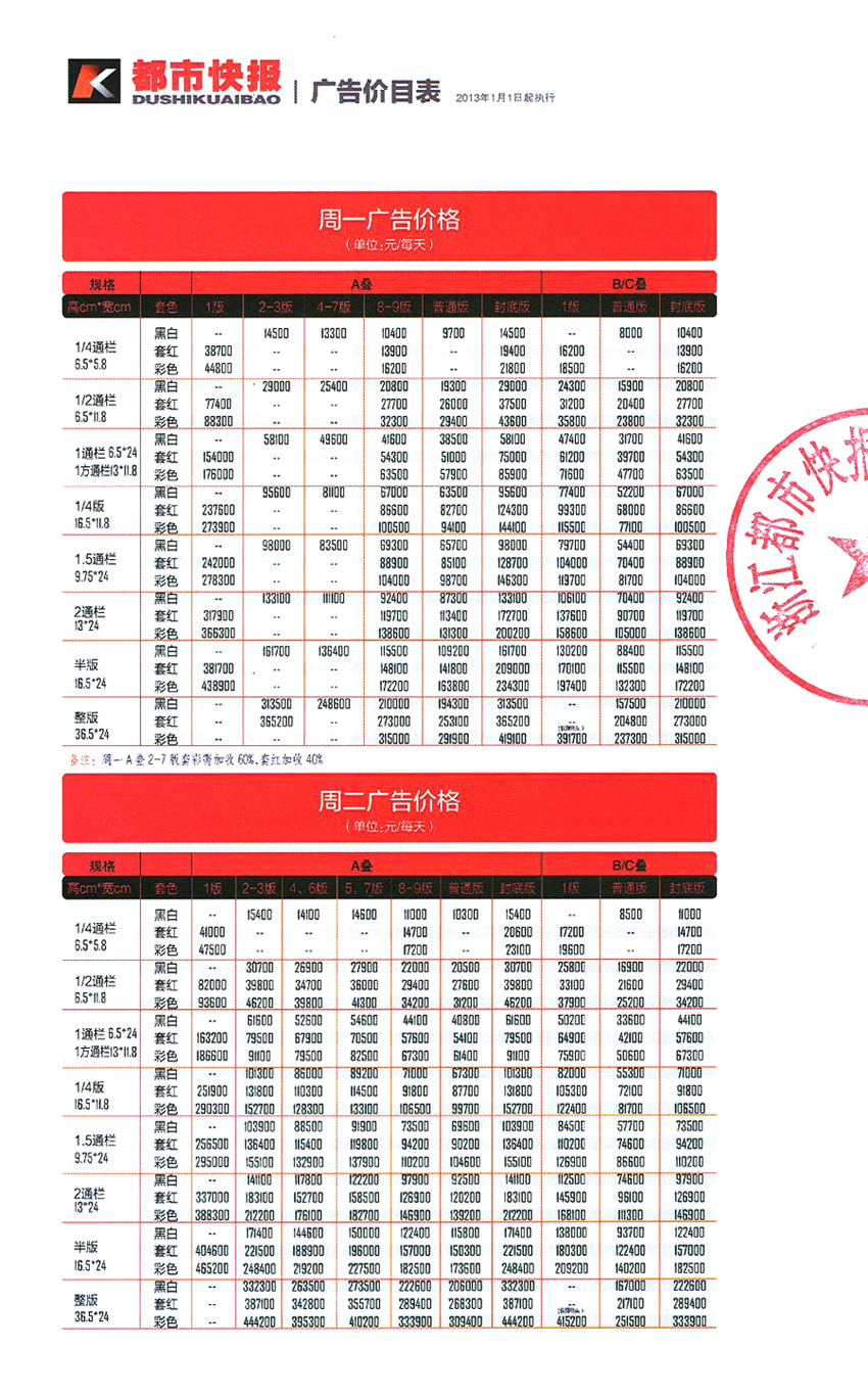 都市快报广告 都市快报广告报价 都市快报广告价目表